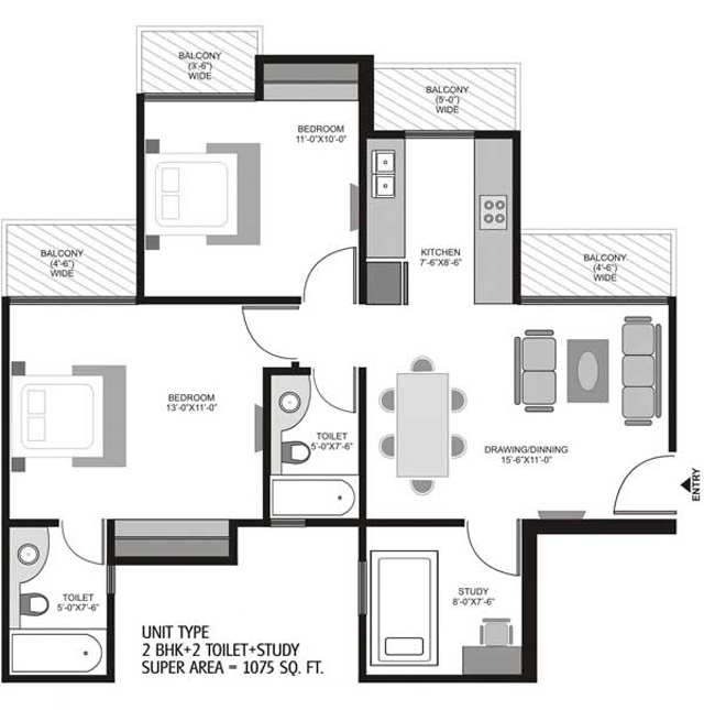 2bhk Residential Flats In Noida Sector 121 By Ajnara India Ltd